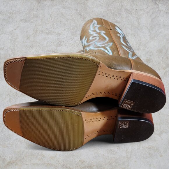 Brand New w/box Ladies Macie Bean Cowgirl Cowboy Brown Leather Boots 10 B - Picture 9 of 11